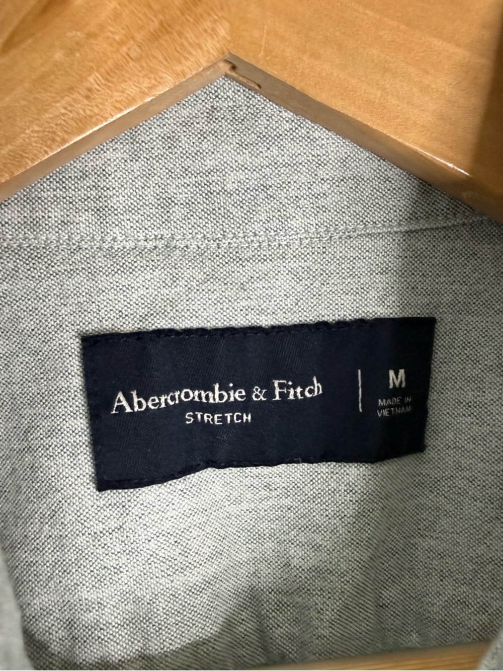 Abercrombie & Fitch Stretch Button Up Shirt Green Heather Medium - Picture 3 of 6